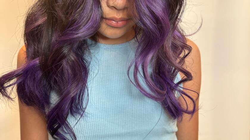 Stunning shades of purple in a balayage style