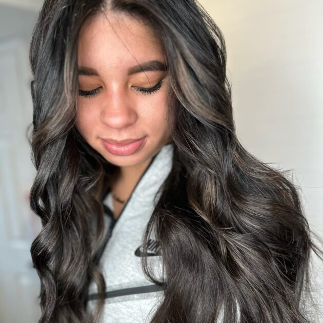 gray tones on balayage hair