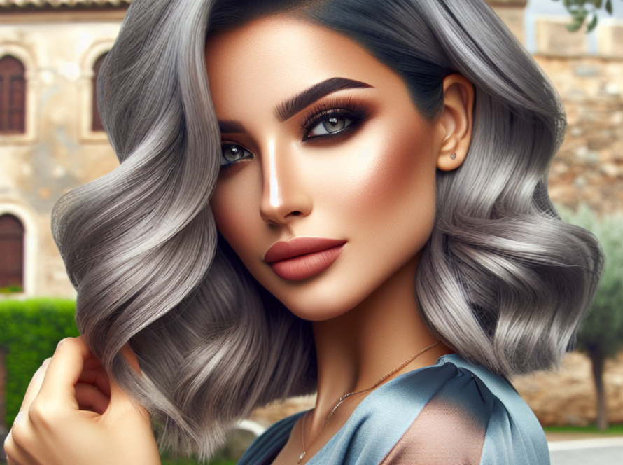 Ash Gray Hair Color with Highlights: illustrated