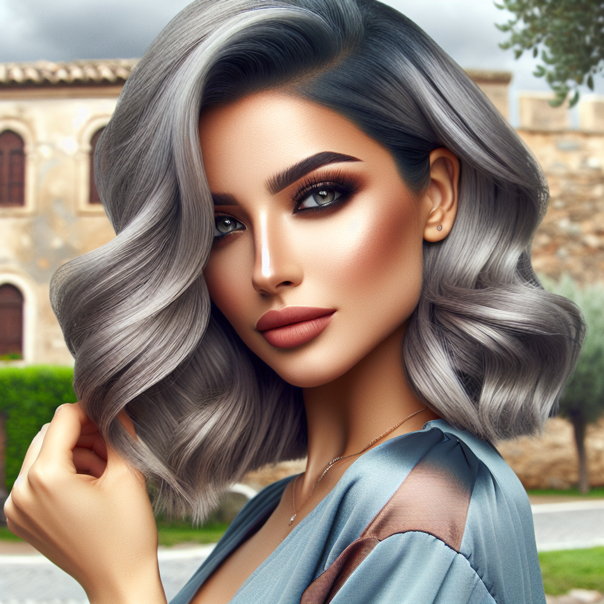 Ash Gray Hair Color with Highlights: illustrated